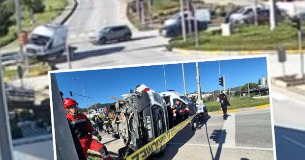 Ortakent Bayraklı'da Ambulans Takla Attı, 4 Kişi Yaralandı
