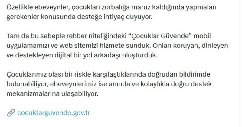 Aile Bakanlığı'ndan Zorbalıkla Mücadelede 'Çocuklar Güvende' Uygulaması