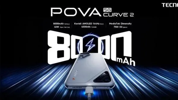 TECNO POVA Curve 2 5G, 8000 mAh Bataryasıyla Gün Boyu Kesintisiz Bağlantı Sağlıyor
