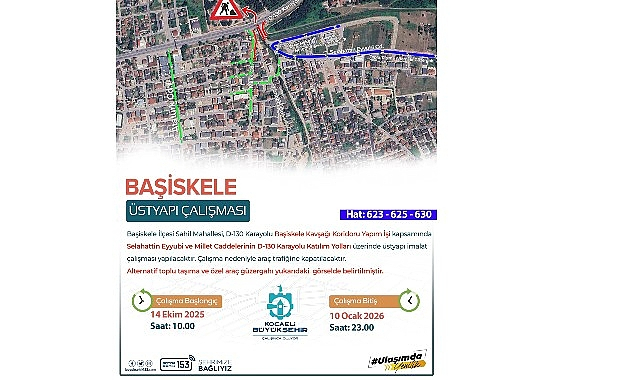 D-130 Karayolu'nda Başiskele Kavşağı Çalışmaları Nedeniyle Trafik Düzenlemesi
