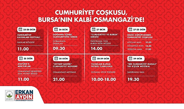 Bursa Osmangazi’de Cumhuriyet Bayramı Coşkusu Doruğa Çıkacak